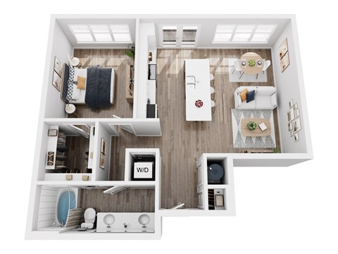 Floor plan for 1 bed, 1 bath, 794 sqft